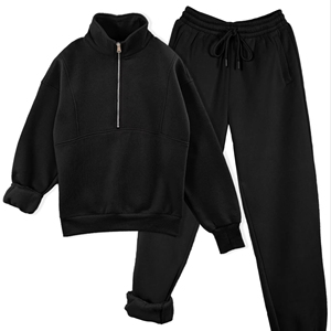 Sudadera corta deportiva para mujer con logo personalizado, 100% algodón transpirable, color liso, para exteriores, con media cremallera y cuello alto de forro polar - Product Image 1