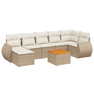 Ensemble de canapés de jardin en rotin beige 6 places, mobilier d'extérieur contemporain résistant aux intempéries, sectionnel pour patio - Product Image 4