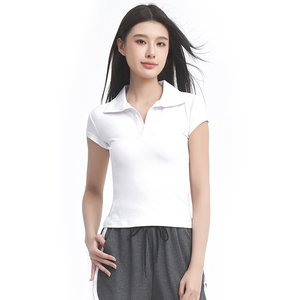 <b>Ladies</b> Side Slit Polo <b>Shirt</b> Relaxed Comfortable Casual Collar Top Breathable Lightweight Clothing for Summer Daily Wear - Product Image 1