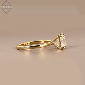 Anillo de Diamante Solitario Corte Asscher en Oro Amarillo, Corte Cuadrado Escalonado, Joyería de Compromiso, Boda, Regalo para Mujer, Proveedor de Lujo - Product Image 3