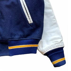 Streetwear College Varsity <b>Jacket</b> For Men's Blue Color <b>Leather</b> Sleeve Baseball Bomber Letterman Varsity <b>Jacket</b> With Side Pocket - Product Image 3