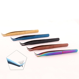 Agarre suave con pinzas para pestañas de material de acero puro, mango liso antideslizante a granel, Etiqueta Privada para pestañas individuales - Product Image 2