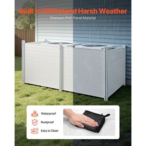 Mampara de Privacidad para Exteriores, Vinilo Blanco, 4 Paneles, 50 x 50, Valla para Aire Acondicionado, 27.6 Estacas para el Suelo, Recinto para Equipos de Piscina, Contenedor de Basura - Product Image 5