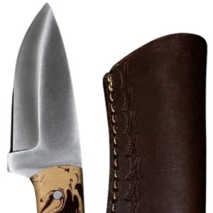 Couteau de chasse à lame fixe avec manche en bois superposé orange et vert, couteau de survie plein pied pour la chasse, le camping et l'aventure en extérieur - Product Image 4