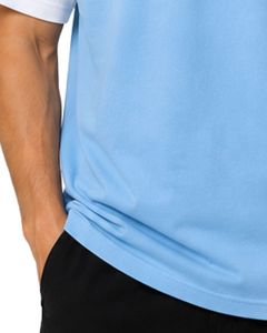 Manufacturer Light Blue And <b>White</b> Raglan T Shirt For Men Short Sleeve Crew Neck Cotton <b>Tee</b> Custom Casual Streetwear Color Block - Product Image 6