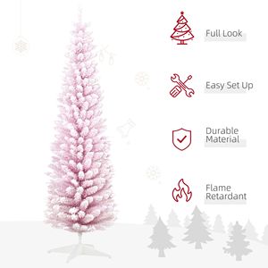 Albero di Natale Artificiale Decorato da 210 cm con Rami Rosa Realistici Effetto Neve, Materiale PET, Varie Misure 180cm 210cm - Product Image 4