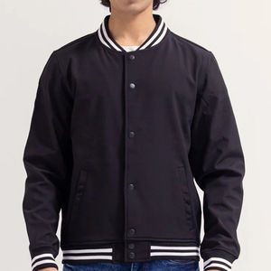 แจ็คเก็ตวาร์ซิตี้ขนสัตว์แบบมีโลโก้สั่งทำทันสมัยสำหรับผู้ชาย  แบบติดกระดุม มีกระเป๋า  แจ็คเก็ตเบสบอลทรงบอมเบอร์ - Product Image 1