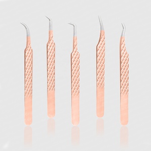 Vente en gros Ensemble de pinces à épiler d'extension de cils en acier inoxydable Marque privée Couleur neutre Volume de la pointe en fibre argentée diamantée - Product Image 2