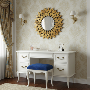 Elegant <b>Round</b> Resin <b>Mirror</b> 15.5 Inch Wall Mounted Decorative <b>Mirror</b> Modern Home Decor for Bedroom Living Room Entryway <b>Bathroom</b> - Product Image 2
