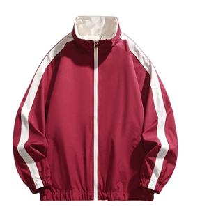 แจ็กเก็ตแฟชั่นแบบใส่กลับด้านได้สำหรับผู้ชายแจ็คเก็ตเบสบอลแบบสตรีทฮาราจูกุเสื้อแจ็คเก็ตเย็บปะโอเวอร์ไซส์มีซิปสีดำ - Product Image 1