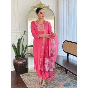 Hermosa parte superior e inferior de fiesta amarilla JC con Conjunto elegante de tamaño Dupatta XL - Product Image 2