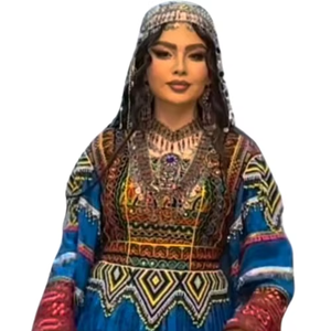 ชุดเดรสกูจิอัฟกันสีน้ำเงินราชวงศ์สุดงดงาม พร้อมเสื้อปักลายหนักแน่นและเครื่องประดับเหรียญแบบดั้งเดิมที่มีลวดลายชนเผ่าอันประณีต - Product Image 4