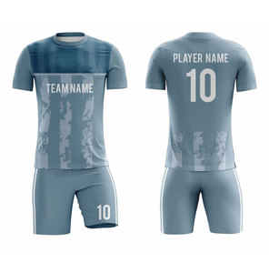เสื้อฟุตบอลซับลิเมชั่นแบบกำหนดเองสำหรับผู้ชาย สีน้ำเงิน ชุดทีมแขนสั้น แห้งเร็ว ทรงแอธเลติก พร้อมหมายเลข 10 และชื่อผู้เล่น - Product Image 4
