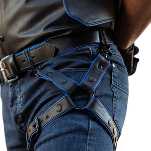 Arnés de Pierna de Cuero para Hombre, Azul, Correa Ajustable, Cuero Premium, Ropa de Club - Product Image 2