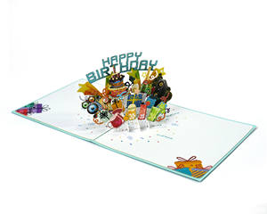 Tarjeta de feliz cumpleaños 3D emergente hecha a mano, saludo de papel impreso compensado para invitación o decoración del hogar, colección en caja de HMG - Product Image 4