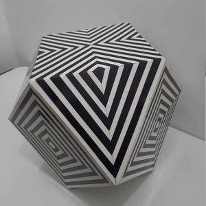 Mesa de Cajones con Incrustaciones de Hueso de ILAHI, Diseño Moderno con Detalles de Ágata, Almacenamiento de Tres Niveles, Mueble Portátil para el Hogar - Product Image 1