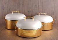 Chauffe-plat de luxe en acier inoxydable avec base en bois, plat de service décoratif pour buffet, pot de service pour traiteur