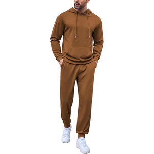 <b>Men</b> Tracksuit 450GSM French Terry Fabric Custom Pullover Hoodie Jogger Set Embroidered Logo Plain <b>Black</b> Casual Wear - Product Image 1