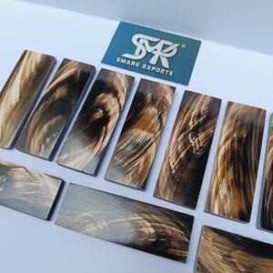 Material Natural de Cuerno de Búfalo con Rayas Doradas Pulido a Mano para Mango de Cuchillo, Placas en Bruto para Artesanía de Cuchillos de Caza Personalizados - Product Image 1