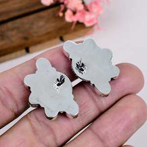Pink Conch Black Onyx Sterling <b>Silver</b> <b>Stud</b> <b>Earrings</b> Southwestern Boho Jewelry - Product Image 2