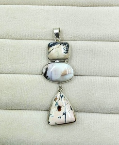 Colgante de Plata de Ley 925 con Ópalo Dendrítico Natural y Piedras Múltiples Engastadas, Hecho a Mano, para Mujer, Venta al por Mayor - Product Image 2
