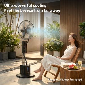 พัดลมไอน้ำแบบตั้งพื้น US Standard MH MF40C ขนาด 16 นิ้ว 110V 70W พร้อมถังน้ำถอดได้ 2.5 ลิตร หน้าจอ LED วัสดุ PP - Product Image 1
