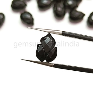 Cuentas de piedras preciosas con forma de hoja tallada a mano de ónix negro Natural, abalorios de piedra de cristal de ónix de 13mm para la fabricación de joyas a precio mayorista - Product Image 3