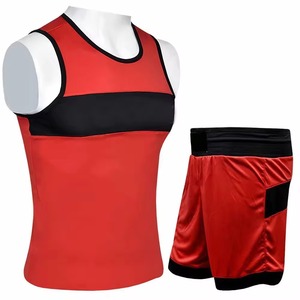 Ensemble de compétition de boxe personnalisé pour hommes, gilet et short de boxe en maille respirante, tenue d'entraînement et de combat OEM, articles de sport - Product Image 2