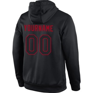 Custom Wholesale <b>Black</b> Red Hoodie Stitched Jersey Embroidery <b>Fleece</b> Pullover Breathable Team Sports Training Wear - Product Image 5