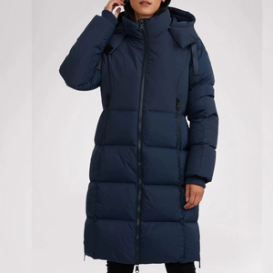 Veste longue matelassée respirante pour femme, résistante à l'eau, avec rembourrage en polyester, chaude et à capuche - Product Image 3