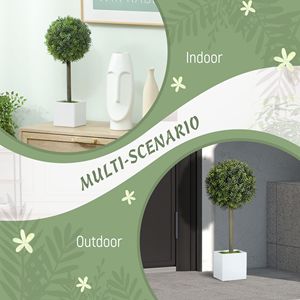 Set di 2 Piante Artificiali Realistiche, Sfere di Bosso Verde con 114 Foglie in PE per Decorazione Casa o Ufficio - Product Image 5