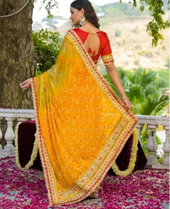 Sari en Chiffon Rayon Brodé Imprimé Traditionnel KV pour les Occasions Festives - Product Image 5