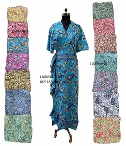Mini vestido largo con estampado de rayón de seda polivinílica para mujer, vestido bohemio estampado para mujer de la India, vestido Largo de seda polivinílica, vestido de moda - Product Image 1