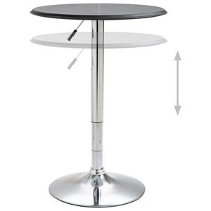 23.6-Inch Black MDF <b>Bar</b> <b>Table</b> with PVC Finish and Chromed Steel Modern Style - Product Image 2