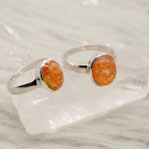 Bague en pierre de soleil d'Oregon, faite à la main, en argent sterling, avec pierre précieuse orange, bijou élégant pour femme - Product Image 1