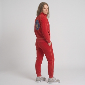 Ensemble de survêtement 2 pièces en polaire rouge pour femme Twin City, manches longues, logo brodé, vêtements de sport décontractés, coupe régulière, toutes saisons - Product Image 2