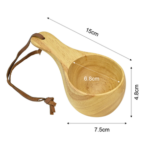Wooden <b>Camping</b> <b>Mug</b> with Leather Strap Handcrafted Eco-Friendly Luxury Modern Design Reusable for Home & Outdoor Use - Product Image 5