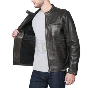 Veste en cuir premium pour homme, style décontracté tendance, coupe ajustée, logo personnalisé, pour l'automne et l'hiver. - Product Image 1