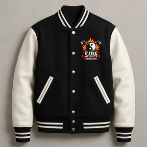 Veste de baseball personnalisée en laine noire et cuir blanc pour homme – Style bomber classique - Product Image 1