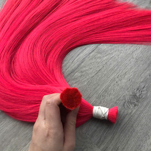 Prix usine 100% brut vierge vietnamien humain en vrac cheveux os droit néon rose couleur Super Double dessiné Extensions de cheveux - Product Image 6