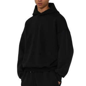 Sweat à capuche personnalisé de haute qualité en molleton bouclette épais 450 g/m², coupe ample et courte, noir, pour fabricant - Product Image 6