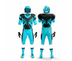 Ensemble d'uniformes de football américain personnalisés, sublimation intégrale |   Ensemble de football avec maillot et pantalon |   Vêtements de sport en polyester respirant - Product Image 4