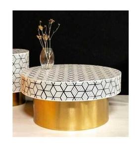 Mesa con Incrustaciones de Hueso de ILAHI, Diseño Moderno con Detalles de Ágata, Almacenamiento Portátil, Muebles para el Hogar - Product Image 1