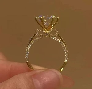 Tishya Diamond Women's 1.5Ct Round Cut Prong Set Moissanite <b>Solitaire</b> Engagement <b>Ring</b> Sterling <b>Silver</b> Plated Trendy Anniversary - Product Image 3