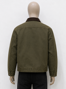 Veste d'hiver matelassée respirante pour homme, vert olive, Detroit, 100% coton, toile de canard, col rabattable, fermeture éclair, 220g, vêtements de travail - Product Image 3
