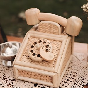 ของเล่นโทรศัพท์หวายธรรมชาติคุณภาพดีที่สุดสำหรับเด็ก เสริมสร้างจินตนาการ เล่นบทบาทสมมติ ของเล่นโทรศัพท์เครื่องใช้ไฟฟ้าในบ้าน - Product Image 5