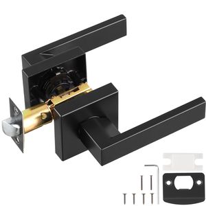 Maniglia per Porta Passante Nera Opaca, Reversibile con Rotazione a 45 Gradi, Serratura Non Bloccante per Mobili, per Mano Destra e Sinistra, 1 Pezzo - Product Image 1