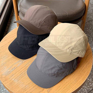 Gorra de béisbol deportiva unisex de 5 paneles de sarga, estilo vintage, fina, de ala corta, de secado rápido, lisa, para primavera y otoño - Product Image 3