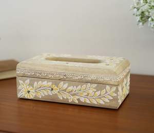 Boîte à mouchoirs en os incrusté de haute qualité, faite à la main, design tendance et élégant, nouveaux contenants de rangement en provenance d'Inde. - Product Image 4