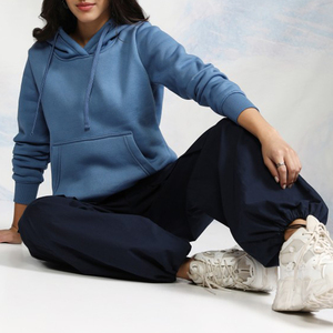 Wholesale Casual Short Front Custom Logo Print Women's Pullover Hoodie 100% Cotton Fleece Breathable Windproof High Quality - Product Image 2